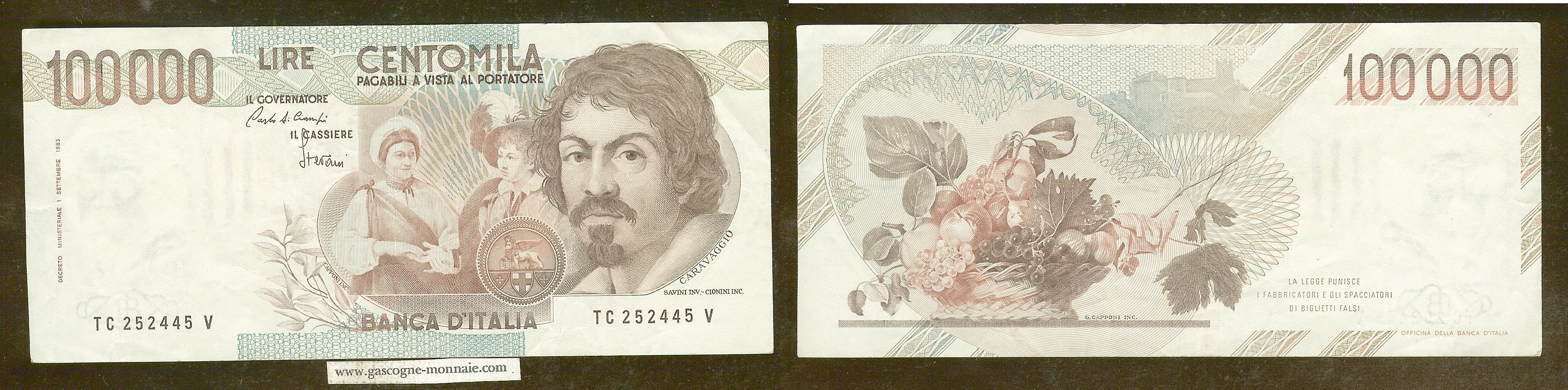 Italy 100,000 lira 1983 gVF